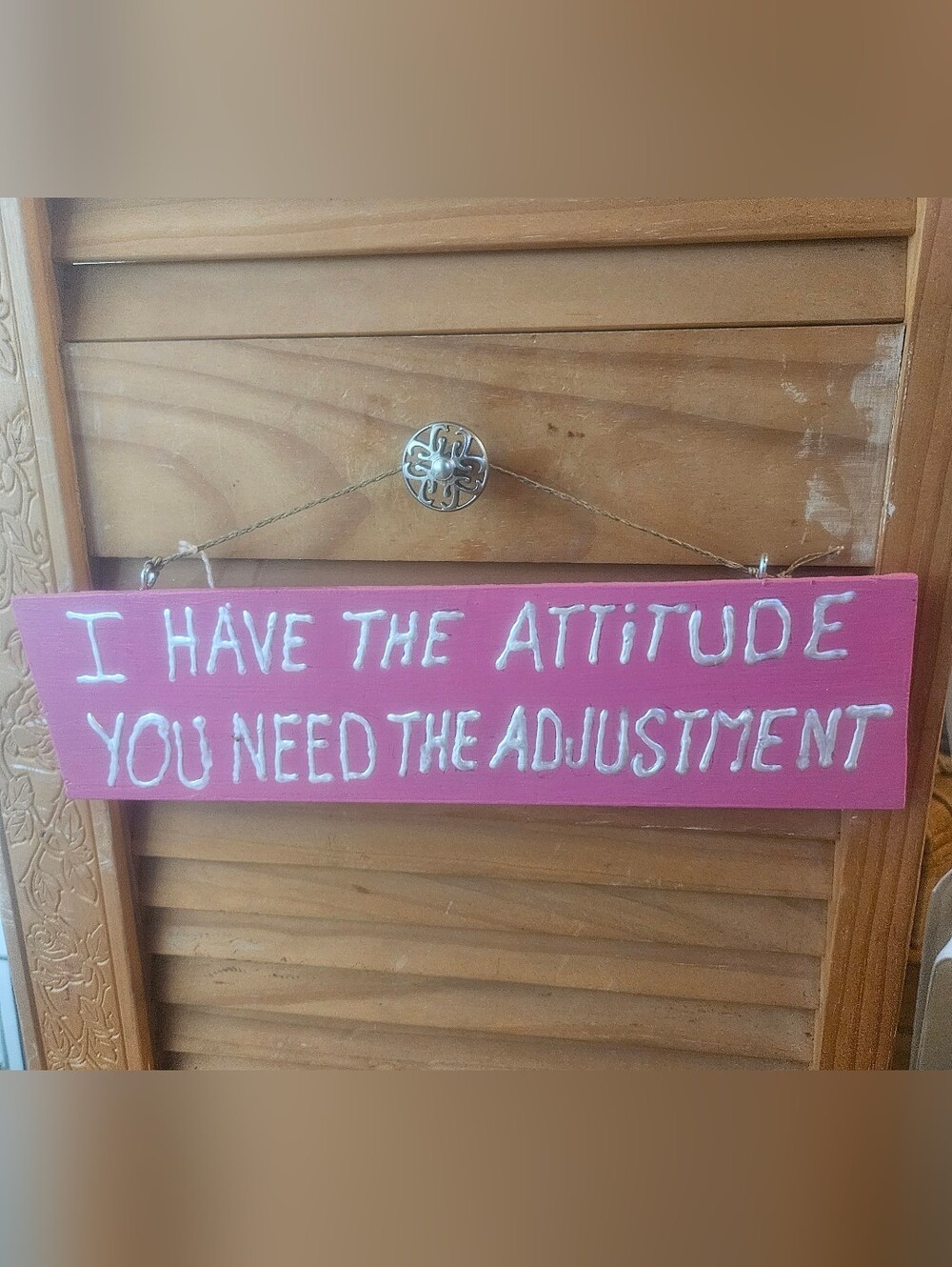 Pink Hand-Painted Attitude Wall Sign